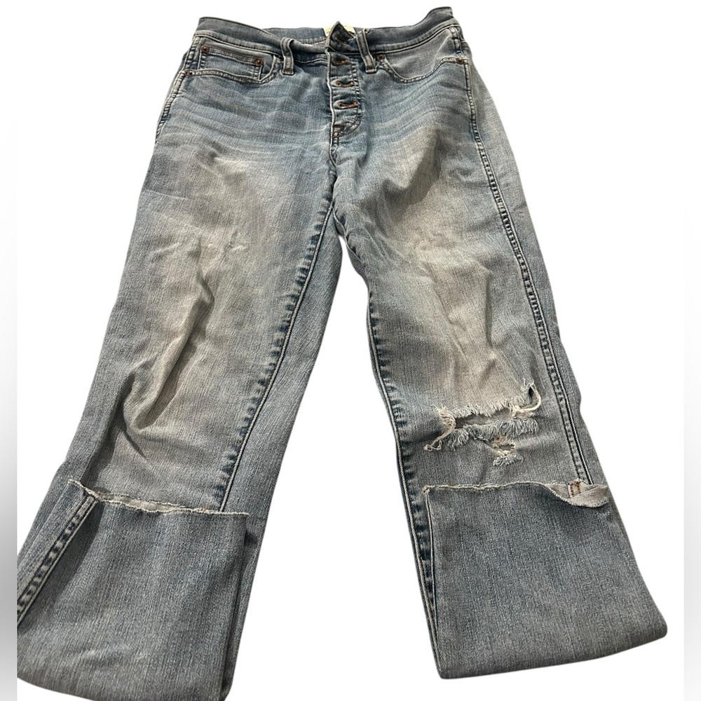 J crew Light Wash Distressed Button-Fly Jeans size 27